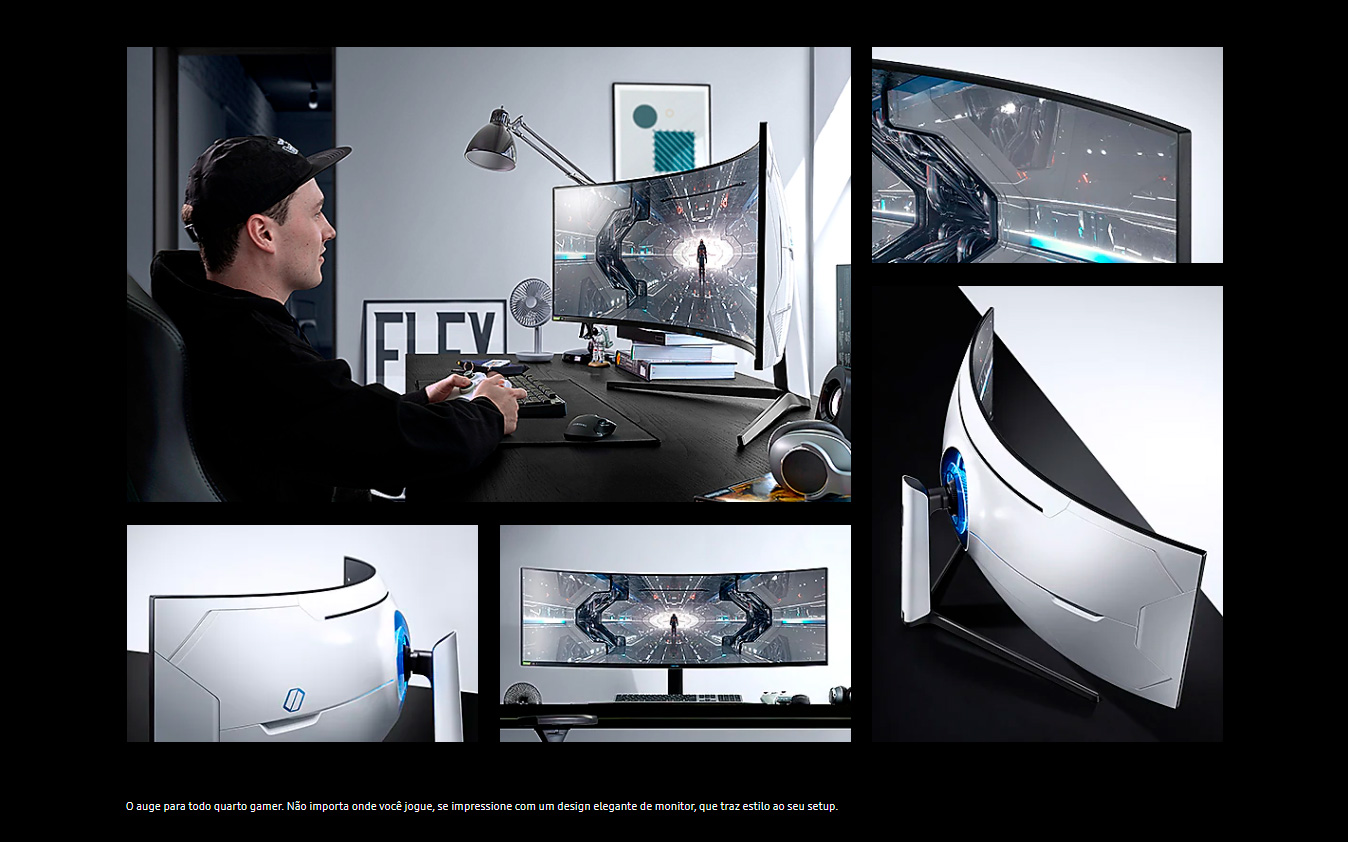 Monitor Gamer Curvo Samsung Odyssey 49 DQHD, 240Hz, 1ms, HDMI, Display Port, USB, G-Sync, Freesync Premium Pro, Ajuste de Altura, Branco, Série G9